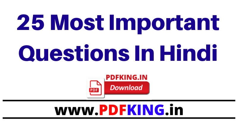 25 Most Important Questions In Hindi