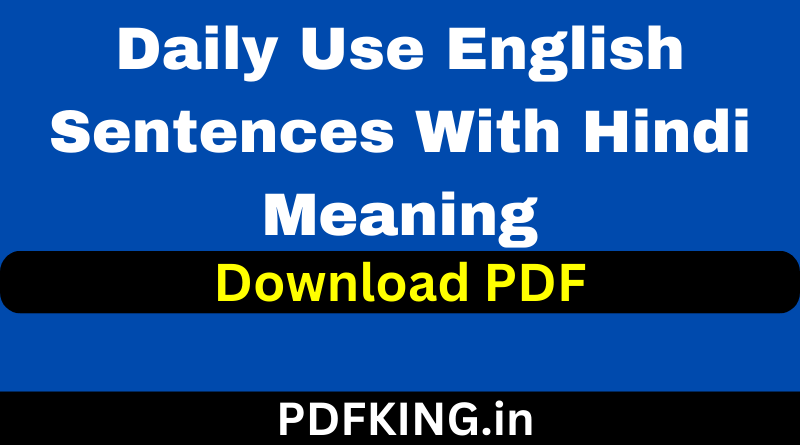 Daily Use English Sentences With Hindi Meaning PDF Free Download