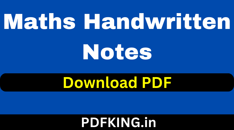 Maths Handwritten Notes In Hindi PDF